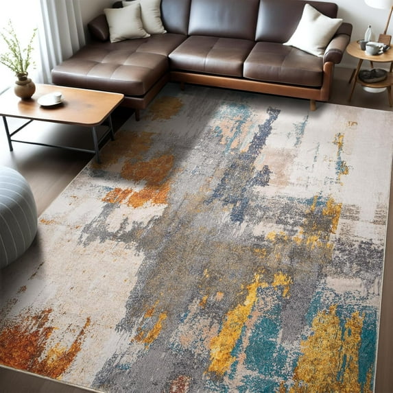Lochas Modern Vintage Abstract Rug Fluffy Area Rugs Soft Carpet for Living Room Bedroom Home Decor,5'x7',Gray