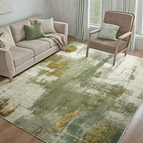 Lochas Modern Vintage Abstract Rug Fluffy Area Rugs Soft Carpet for Living Room Bedroom Home Decor,5'x7',Green