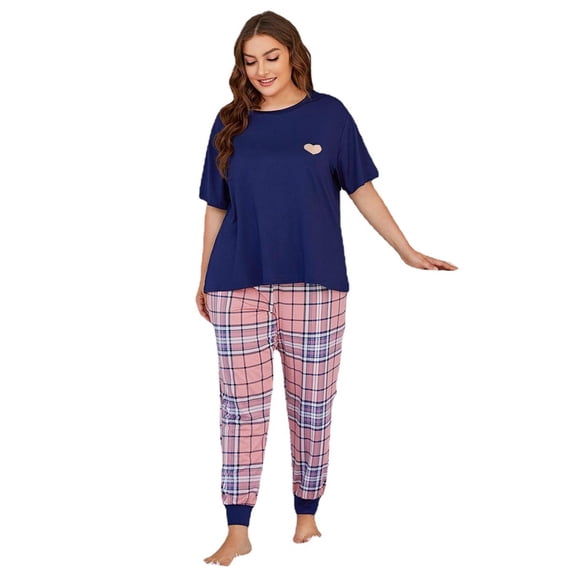 Lochas Pajamas Set for Women Sleepwear Plus Size Nightwear Loungewear Homewear 2PCS Pyjama Pjs,Plaid