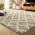 thumbnail image 1 of Lochas Shag Geometric Area Rug Plush Fluffy Rugs Soft Moroccan Carpets for Bedroom Living Room Home Decor Mat,6'x9',Beige/White, 1 of 6