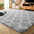 thumbnail image 1 of Lochas Shag Geometric Area Rug Plush Fluffy Rugs Soft Moroccan Carpets for Bedroom Living Room Home Decor Mat,6'x9',Light Grey/White, 1 of 7