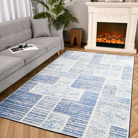 Lochas Soft Area Rug Fluffy Modern Flannel Rugs Floor Mat Carpet for Living Room Bedroom Home Decor,4'x6',Blue