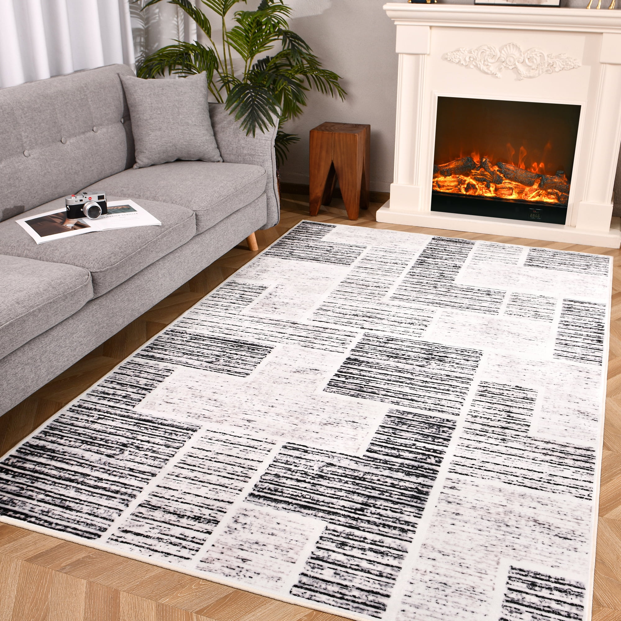 Lochas Soft Area Rug Fluffy Modern Flannel Rugs Floor Mat Carpet for Living Room Bedroom Home Decor,6'x9',Gray