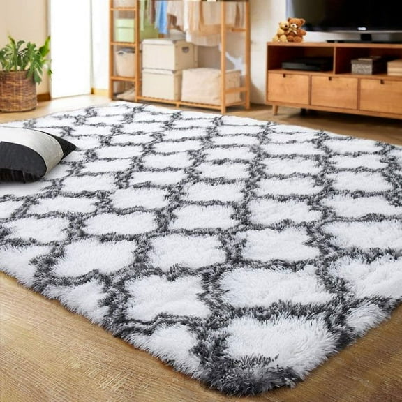 Lochas Soft Area Rugs Accent Rug for Bedroom Living Room Shaggy Fluffy Carpets for Nursery Baby Rooms,4'x 6',White