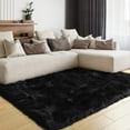 thumbnail image 1 of Lochas Soft Faux Sheepskin Area Rugs for Bedroom Shaggy Plush Floor Bedside Carpet,3'x5',Black, 1 of 7