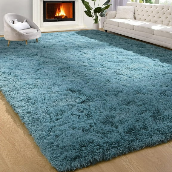 Lochas Soft Fluffy Area Rugs Plush Nursery Carpet Shaggy Furry Rug for Bedroom Living Room Home Decor,4'x5.3',Green