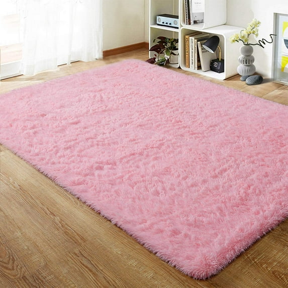 Lochas Soft Fluffy Area Rugs Shaggy Rug for Bedroom Living Room Plush Nursery Carpet Home Decor, 5' x 8', Pink
