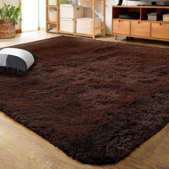 Lochas Soft Fluffy Rug Modern Shag Carpet Fuzzy Shaggy Rugs for Bedroom Indoor Modern Area Rugs, 2'X3', Coffee