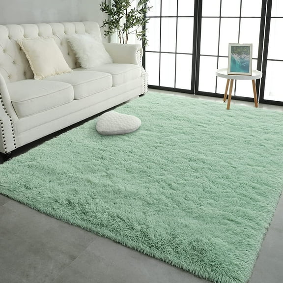 Lochas Soft Fluffy Rug Modern Shag Carpet Fuzzy Shaggy Rugs for Bedroom Indoor Modern Area Rugs, 6'X9',Green