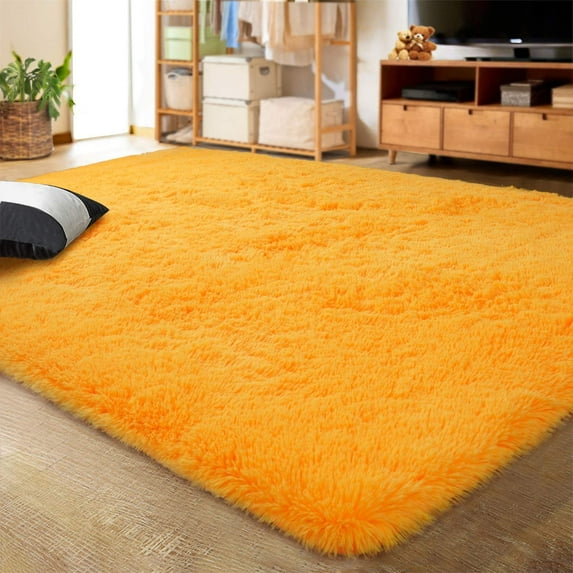 Lochas Soft Indoor Modern Area Rugs Fluffy Carpets for Living Room Children Bedroom Home Decor Nursery Rug, 5.3'x7.5',Orange