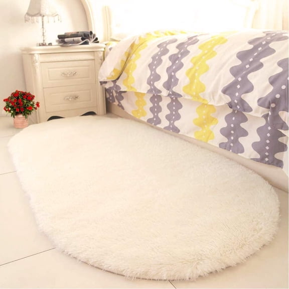 Lochas Soft Indoor Modern Area Rugs Fluffy Living Room Carpets for Children Bedroom Home Decor Nursery Rug, 2.6'x5.3',Cream White