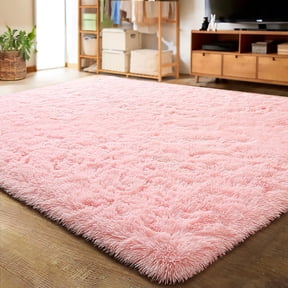 Lochas Soft Indoor Modern Area Rugs Fluffy Living Room Carpets for Children Bedroom Home Decor Nursery Rug 4' x 5.3', Pink