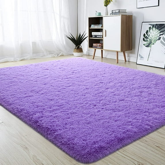 Lochas Soft Indoor Modern Area Rugs Fluffy Living Room Carpets for Children Bedroom Home Decor Nursery Rug 5.3'x7.5',Lavender Purple