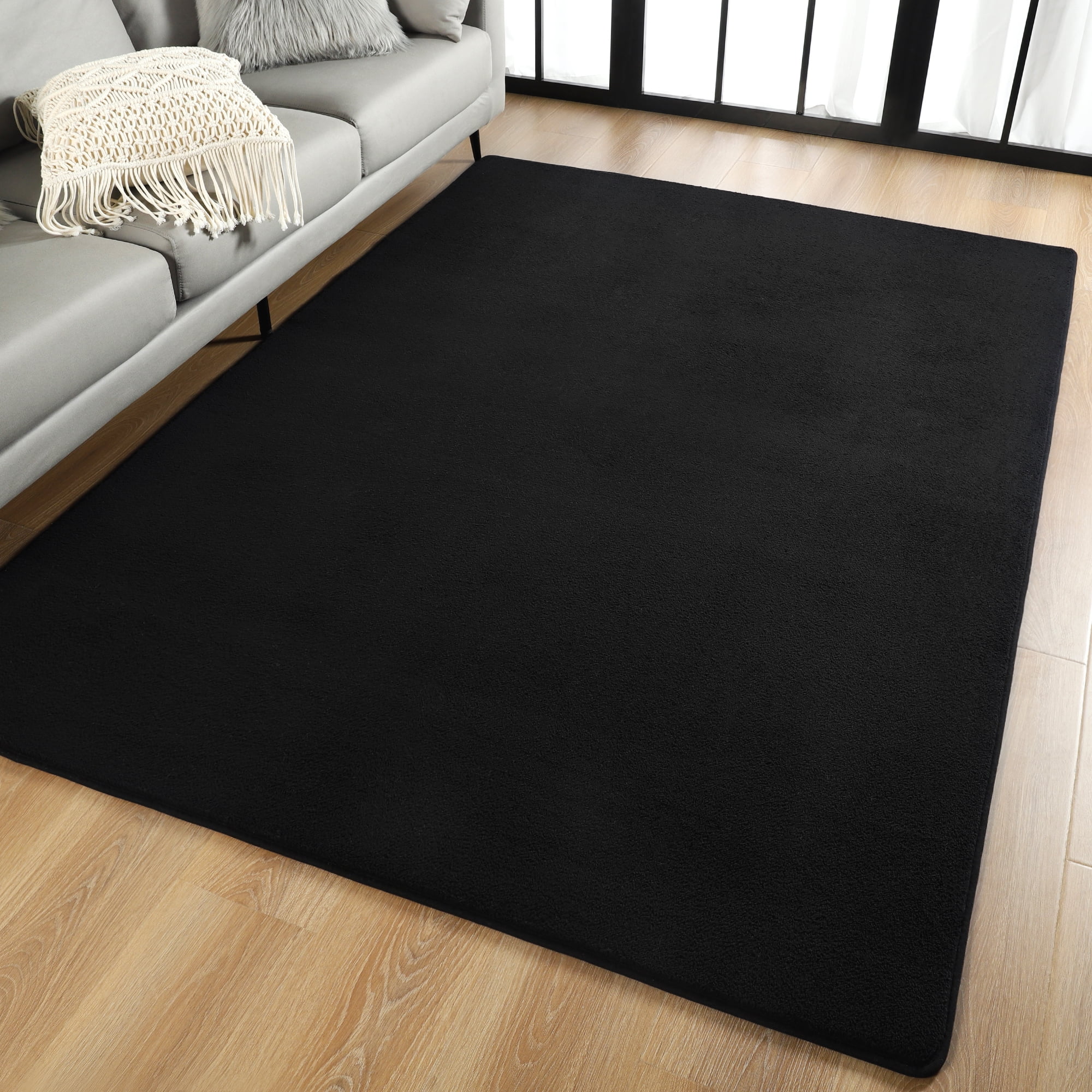 Lochas Soft Modern Area Rug Boho Rugs for Bedroom Living Room Nursery Modern Home Decor Low Pile Carpet,5'x8',Balck