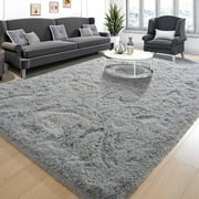 Lochas Soft Modern Area Rugs Fluffy Living Room Carpets for Children Bedroom Home Decor Nursery Rug,9x12,Grey