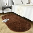 thumbnail image 1 of Lochas Soft Oval Rugs Fluffy Plush Modern Area Rug Shaggy Furry Carpet for Living Room Home Decor Play Mat,2.6'x5.3',Coffee, 1 of 7