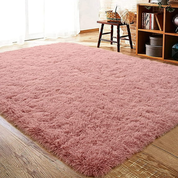 Lochas Soft Plush Fluffy Rugs Modern Indoor Shaggy Area Rug for Bedroom Living Room Home Decor Floor Carpet,4'x6',Blush Pink