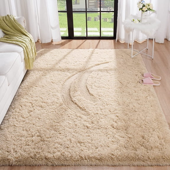 Lochas Soft Plush Fluffy Rugs Modern Indoor Shaggy Area Rug for Bedroom Living Room Home Decorative Floor Carpet,4'x6',Camel