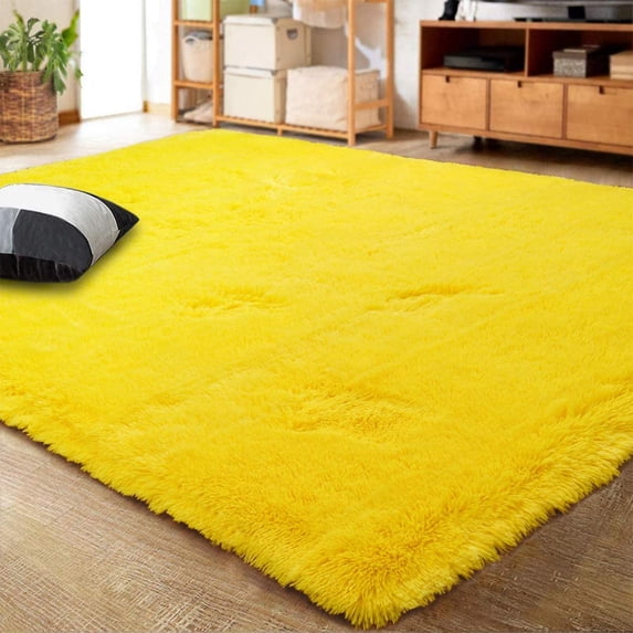 Lochas Soft Shag Area Rug Fluffy Indoor Plush Rugs for Bedroom Living Room Home Decor Nursery Carpet,6'x9',Yellow