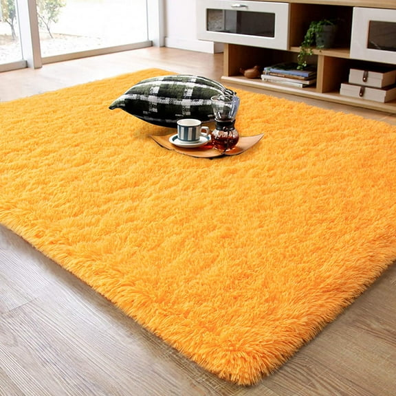 Lochas Soft Shag Carpet Fluffy Rug for Living Room Bedroom Big Area Rugs Floor Mat, 4'x6',Orange