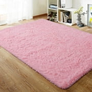 Lochas Soft Shag Carpet Fluffy Rug for Living Room Bedroom Big Area Rugs Floor Mat, 4'x6',Pink