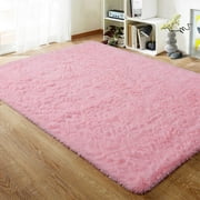 Lochas Soft Shag Accent Carpet Fluffy Rug for Living Room Bedroom Home Decor Area Rugs Floor Mat, 4x6,Pink
