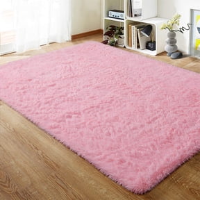 Lochas Soft Shag Accent Carpet Fluffy Rug for Living Room Bedroom Home Decor Area Rugs Floor Mat, 4'x6',Pink