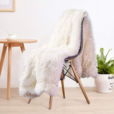 Lochas Soft Shaggy Blanket Plush Bed Cozy Sherpa Fluffy Blankets for Couch Chair Sofa,50"x60",Cream White