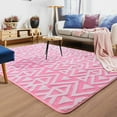 thumbnail image 1 of Lochas Soft Shaggy Rugs Geometric Area Rug Fluffy Carpet for Living Room Fluffy Accent Carpet Home Decor,4'x6',Pink, 1 of 7