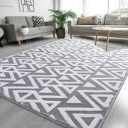 Lochas Soft Shaggy Rugs Geometric Area Rug Fluffy Carpet for Living Room Fluffy Accent Carpet Home Decor,7x10,Grey