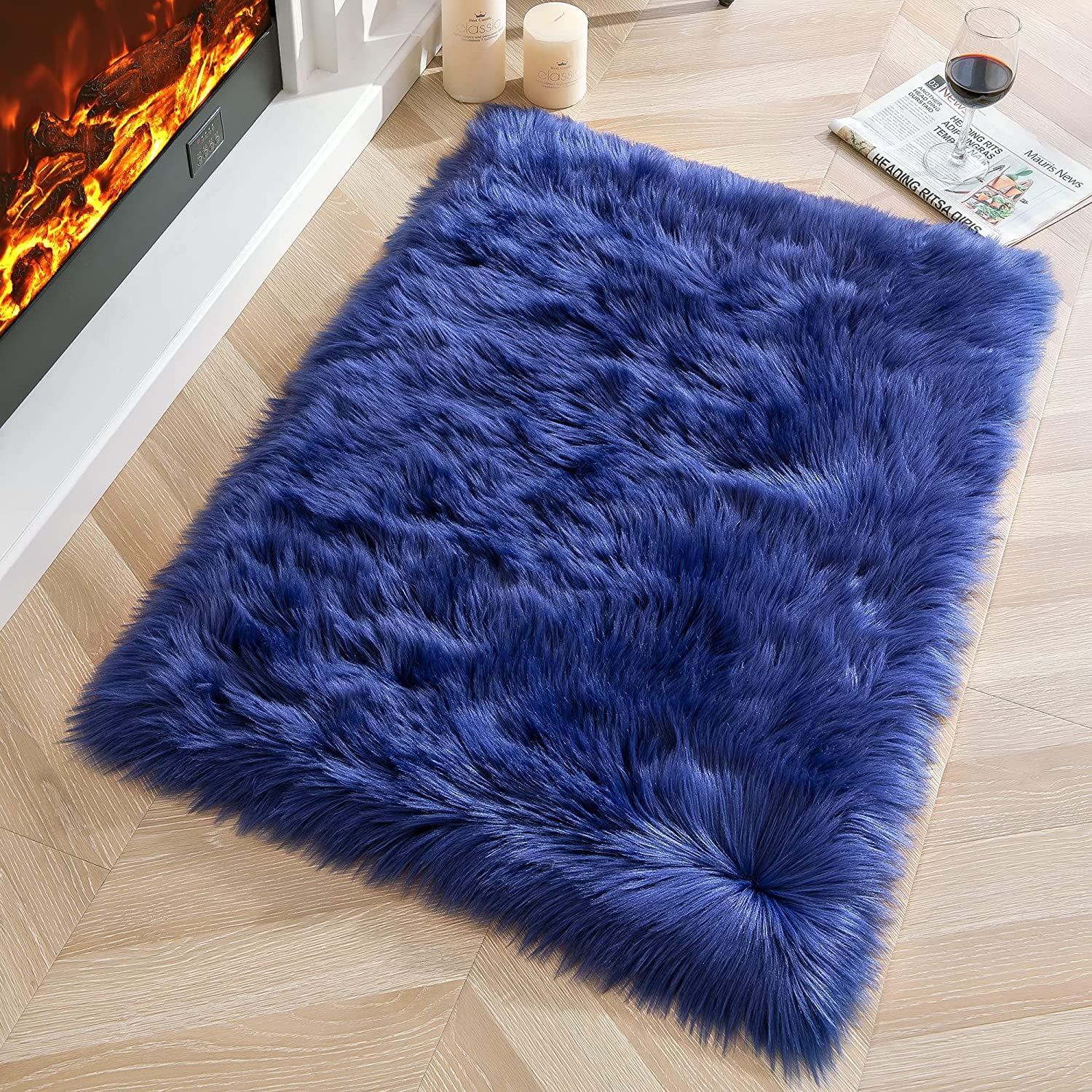 Lochas Ultra Soft Fluffy Rugs Faux Sheepskin Area Rug for Bedroom Living Room Bedside Carpet