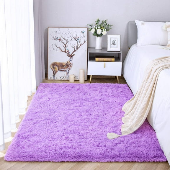 Lochas Ultra Soft Indoor Modern Area Rugs Fluffy Carpets for Living Room Children Bedroom Home Decor Nursery Rug 4' x 5.3',Lavender Purple