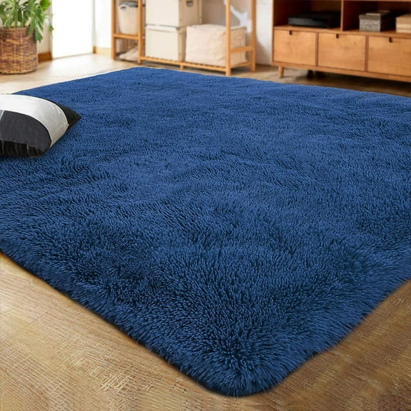 Lochas Ultra Soft Indoor Modern Area Rugs Fluffy Living Room Carpets for Children Bedroom Home Decor Nursery Rug 4' x 5.3',Indigo