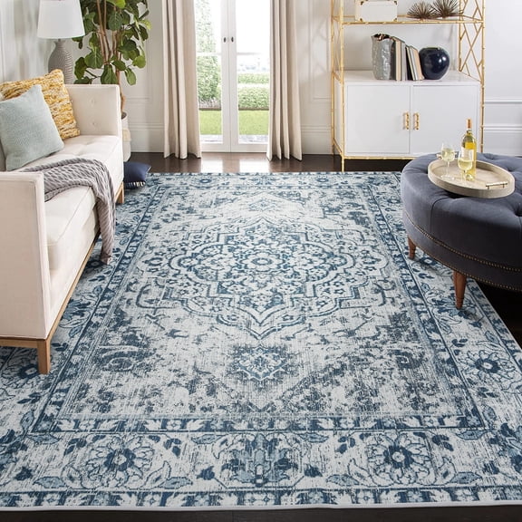 Lochas Vintage Bohemian Area Rugs for Living Room, Retro Boho Rug for Bedroom Indoor Print Carpet,6'x9',Blue