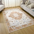 thumbnail image 1 of Lochas Vintage Boho Fluffy Rug Chenille Low Pile Area Rugs for Bedroom Living Room Indoor Floor Carpet Home Decor,5'X8',Gold, 1 of 8