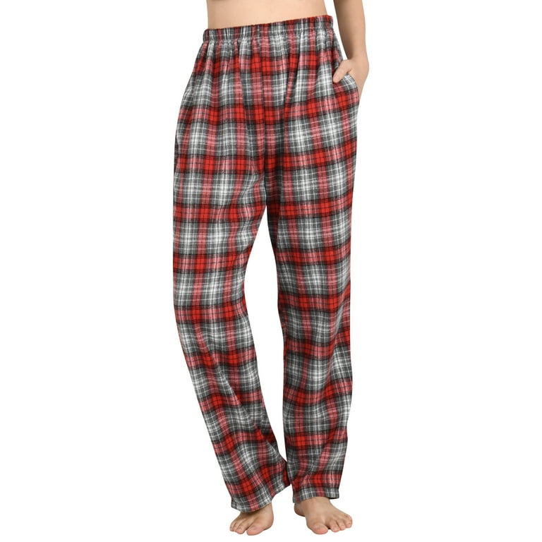 Lochas Women Flannel Pajama Pants Fleece Sleep Bottoms Xmas Plaid Trousers  with Pockets Loungewaer Christmas Sleepwear
