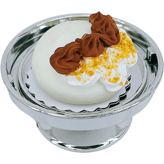 Loches Lynn K1208 Artificial Handcrafted Mini Fake Chocolate Nut Cream Cake with Silver Stand Plate + Dome, Gift Home Decor, Refrigerator Magnet, Model, Replica