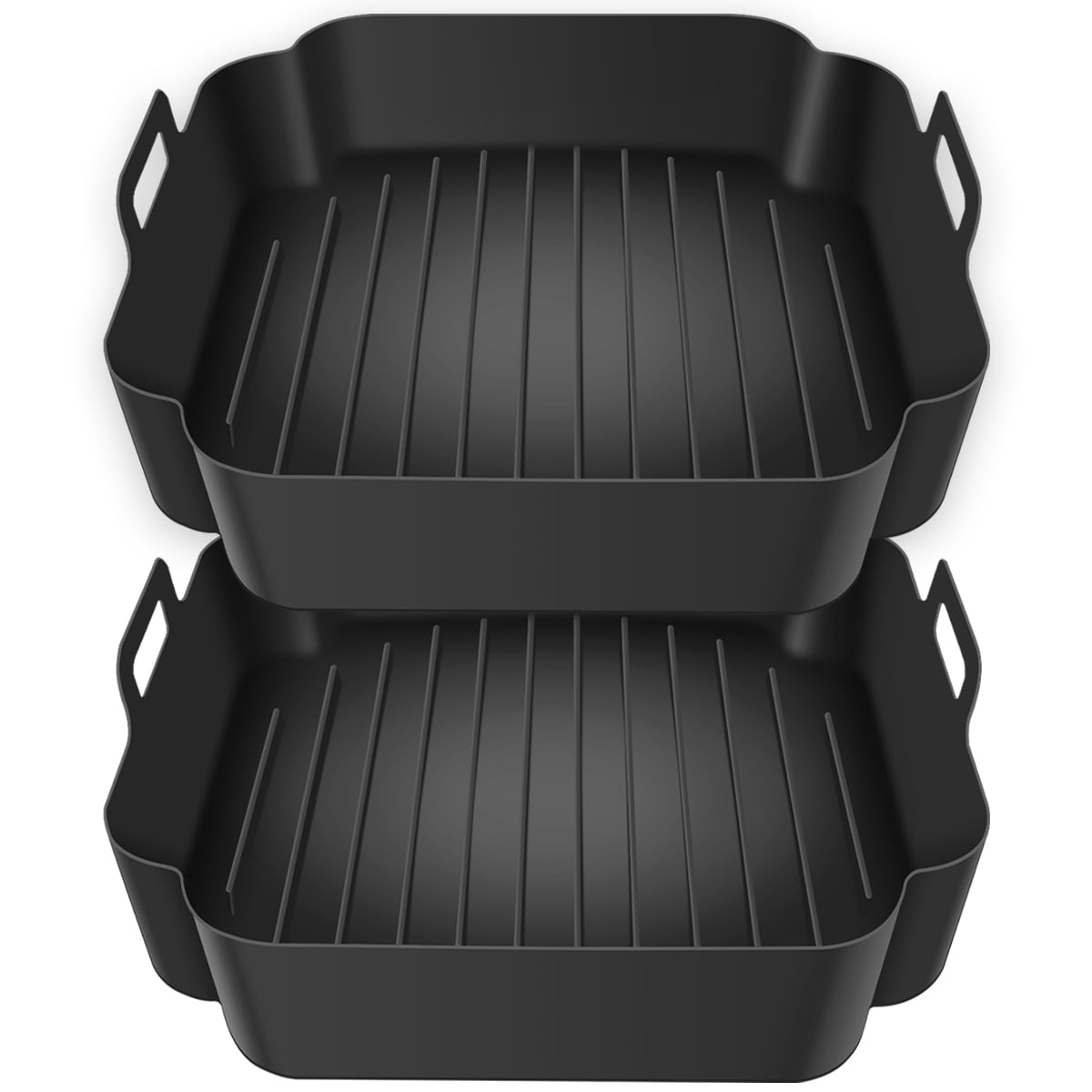 Rectangle Air Fryer Silicone Tray Dish Dual Handles Baking Oven Pot  Reusable Airfryer Grill Pan For