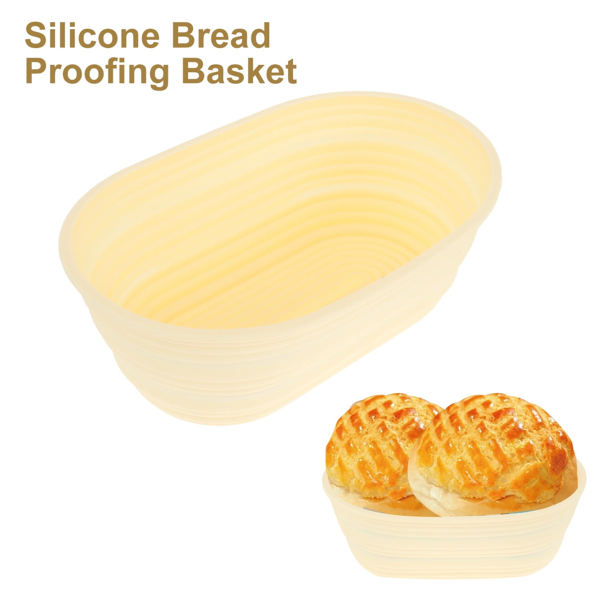 Lochimu Oval Bread Proofing Basket Silicone 10inch Collapsible Bread