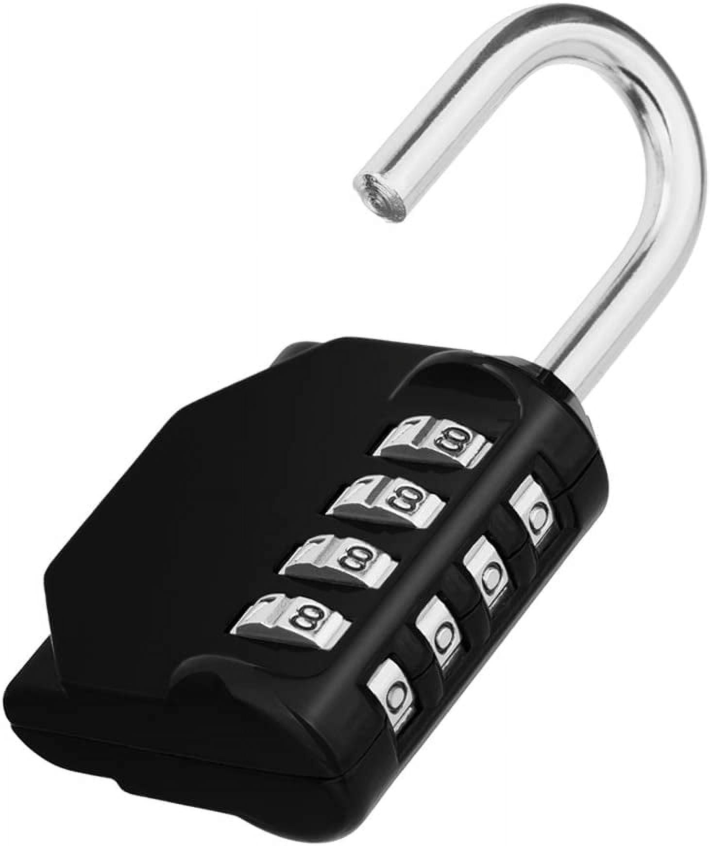 Heldig Luggage Lock, 4 Digit Combination Lock with Open Alarm, Cable Lock  for Gym Locker (2 Pieces, Black)B 