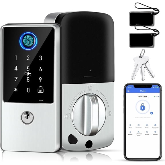 Lock, 7-in-1 Keyless Entry Door Lock with Fingerprint, Remote & Voice Control,  Lock,  Touchscreen Deadbolt Lock, Biometric  Door Lock for Front Door, D1-T