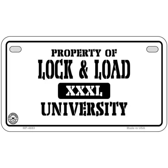 Lock And Load Metal Novelty License Plate 7" x 4" Motorcycle (MP)
