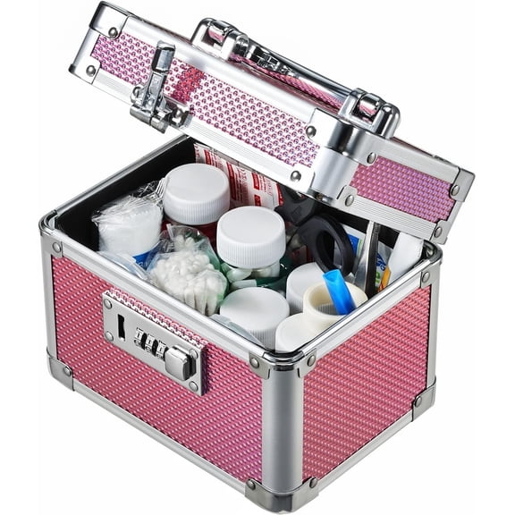Lock Box with 3-Digit Combination Lock - Lockable Storage Box for Medication, Small Lock Box for Valuables, 7" Locking Box, Lock Box for Travel Dorm