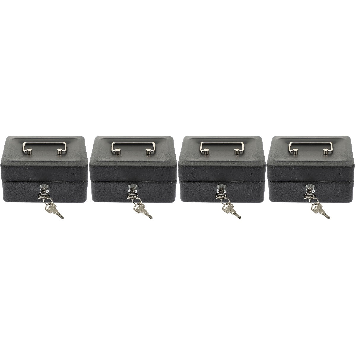 LULULION Portable Safe Box Black Metal Cash Holder with Key Lock for Storage 4Sets