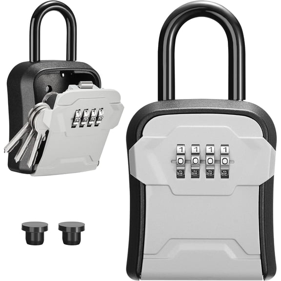 Lock Box, Key Lock Box Wall Mount & Portable Combination Lockbox with Resettable Code, Security Lockbox for Outside House Keys, Apartment Realtors Spare Keys Storage (1 Pack, Gray)