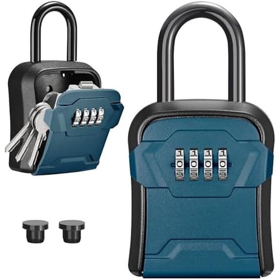 Lock Box, Key Lock Box Wall Mount & Portable Combination Lockbox with Resettable Code, Security Lockbox for Outside House Keys, Apartment Realtors Spare Keys Storage (1 Pack, Peacock Blue)