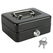 Lock Box, Steel Mini Piggy Bank Safe Box with Key Lock for Kids Cash Box Money Box 4.53" x 3.35" x 1.97", Black