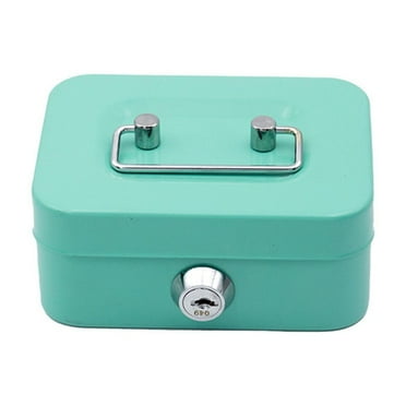 Lock Box, Steel Mini Piggy Bank Safe Box with Key Lock for Kids Cash Box Money Box 4.53" x 3.35" x 1.97", Green