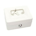 thumbnail image 1 of Lock Box Storage Organizer Keepsake Box Small Modern White Metal Design for Home Decor Office Tabletop, 1 of 9