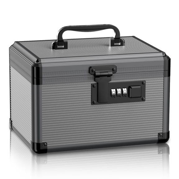 Lock Box With Code Medication Removable Tray Portablefor Home&travel 10 * 6.9 6.9 Inch (black)